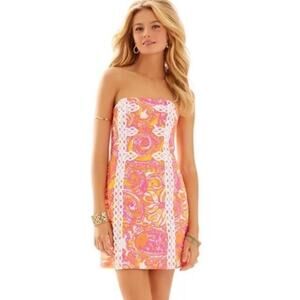 LILLY PULITZER Tansy Strapless Dress Sunshine Yellow Sea And Be Seen! SZ-6
